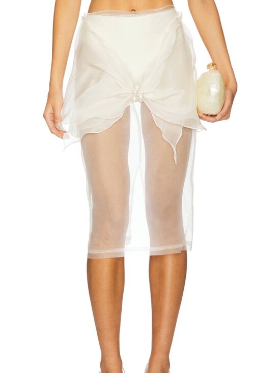 Milkwhite Dresses & Skirts - Milkwhite x REVOLVE Organza Midi Skirt With Big Bow in White Cream Sheer XS
